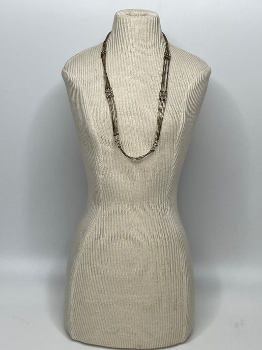 Vintage Sterling Silver Multi Strand Bead Necklace 14”