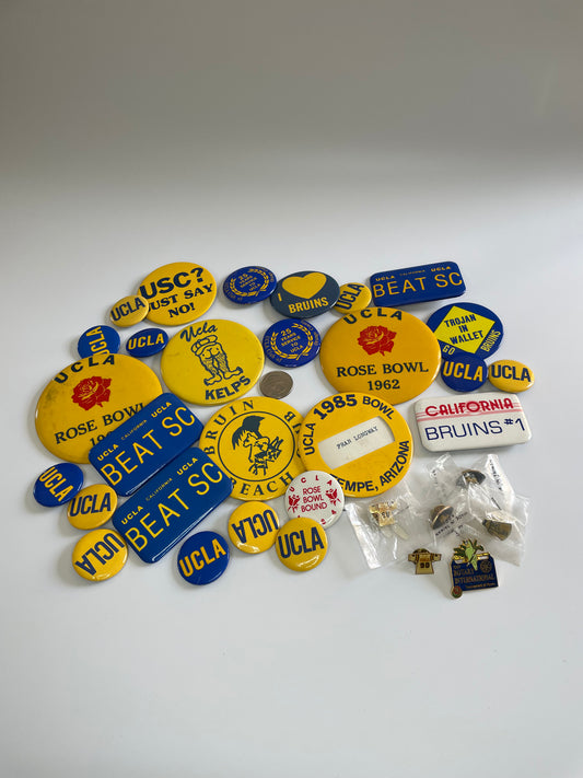 Vintage 60s to 80s UCLA Rosebowl Button Pins Enamel Football Lot 33