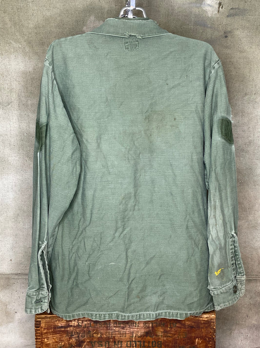 Vintage OG 107 Shirt Men’s Green 70’s Sateen Utility Vietnam War Era M