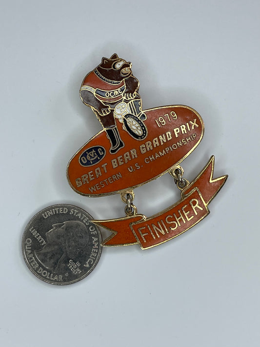 Vintage 70s Great Bear Grand Prix National Championship Motorcycle Race Pin