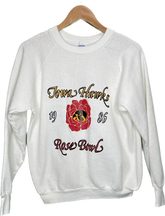 Vintage L 80s Iowa Hawks Rosebowl College Crewneck Sweatshirt