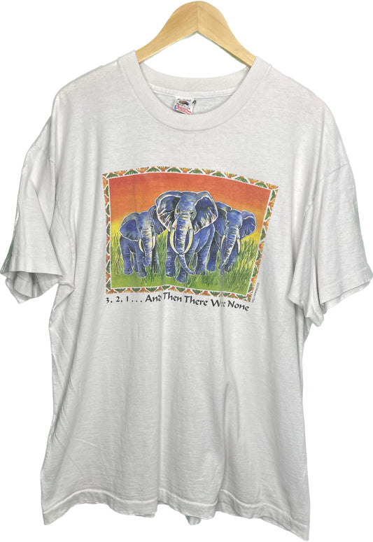 Vintage XL Elephant 3..2..1 Endangered Species Shirt
