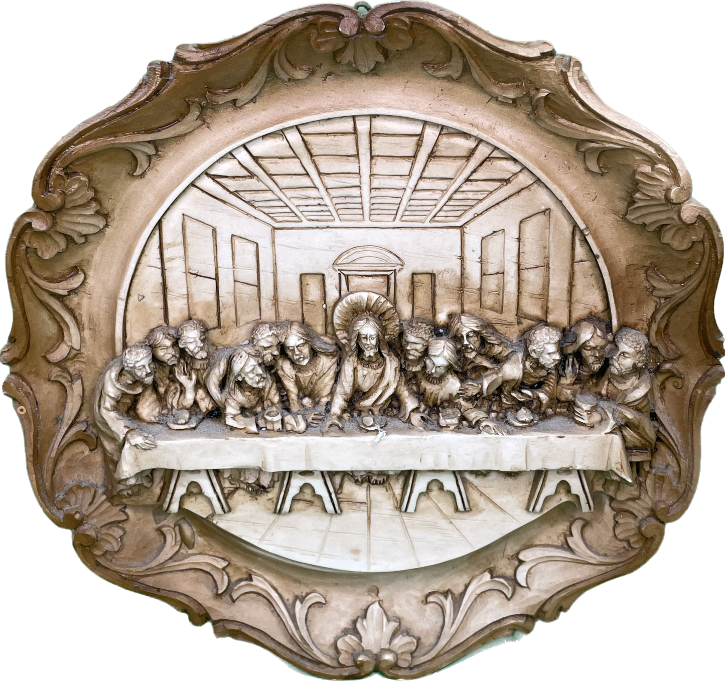 Vintage 7” Last Supper Resin Religious Wall Hanging