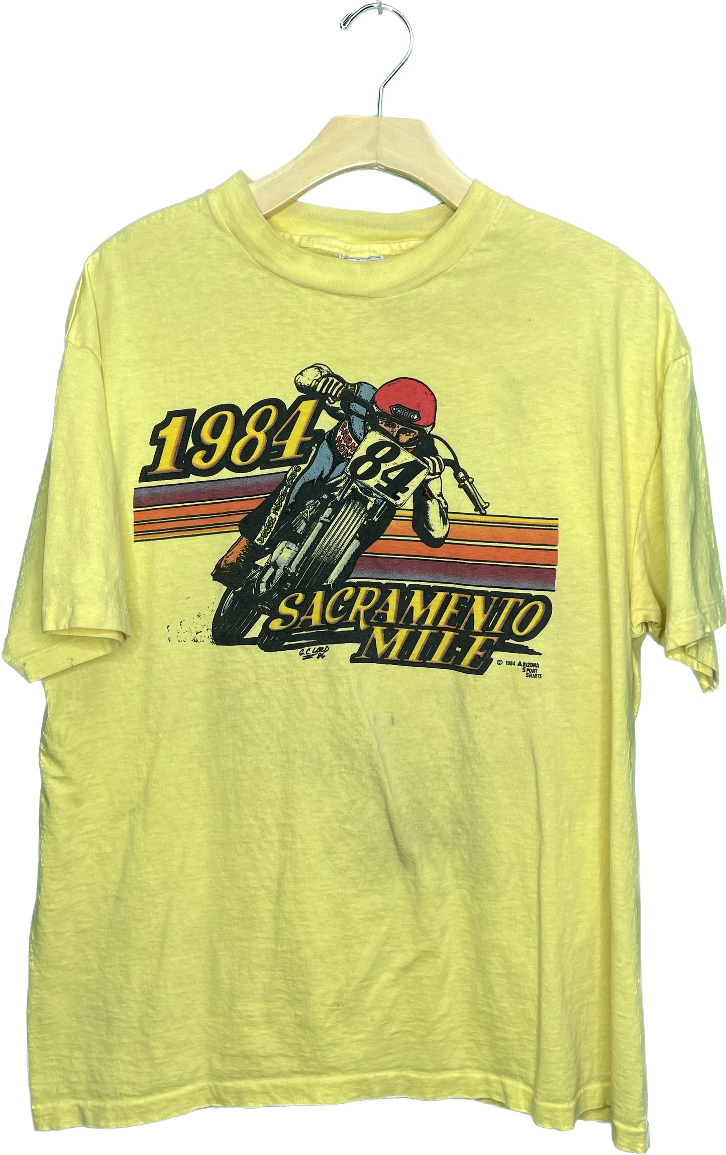 Vintage L/XL 1984 Sacramento Mile Motocross T-Shirt Paper Thin