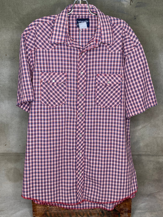 Vintage Wrangler Pearl Snap Short Sleeve Button Up Shirt XL/XXL