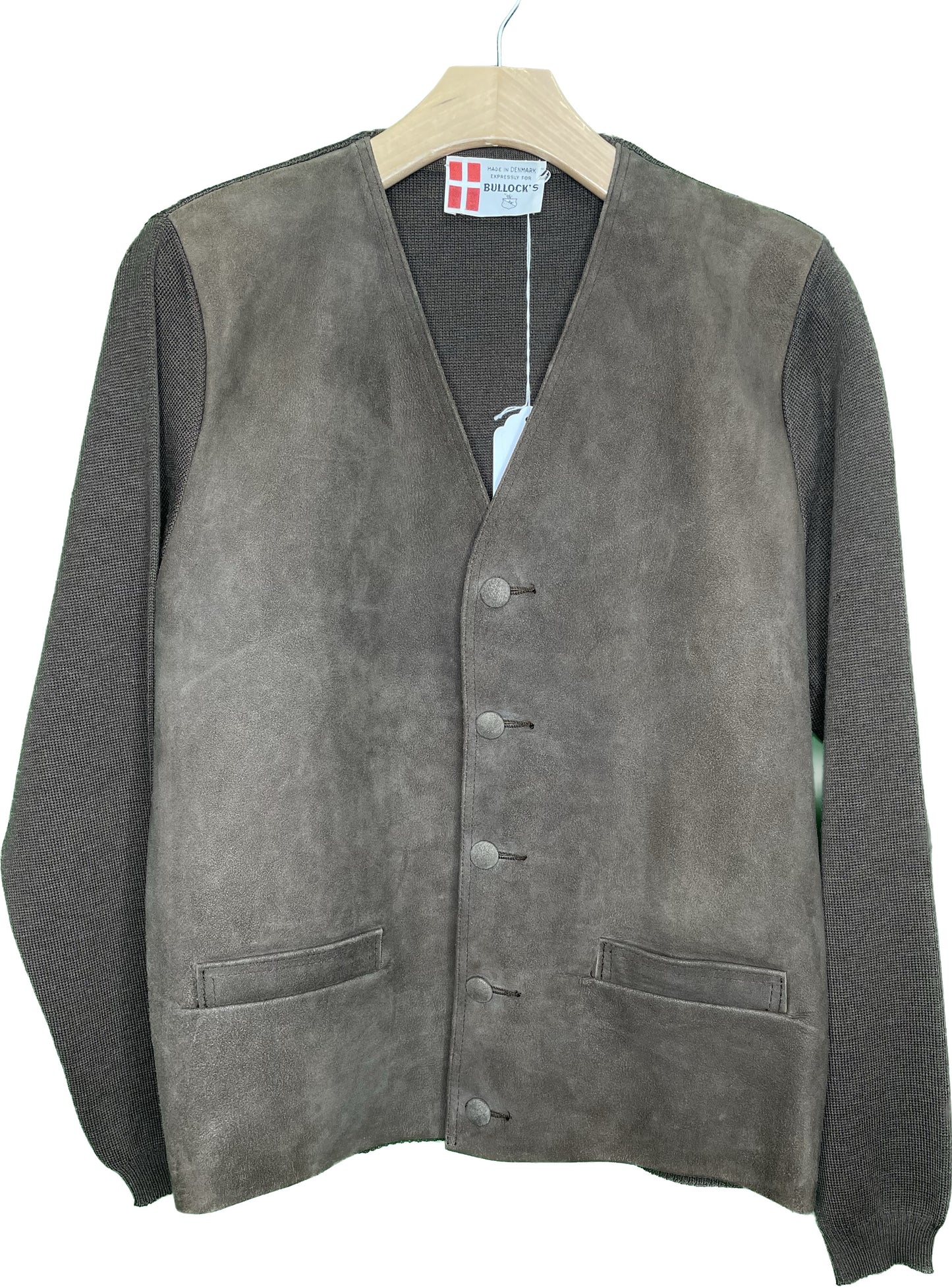 Vintage M Bullocks Cotton Leather Sweater Button Up