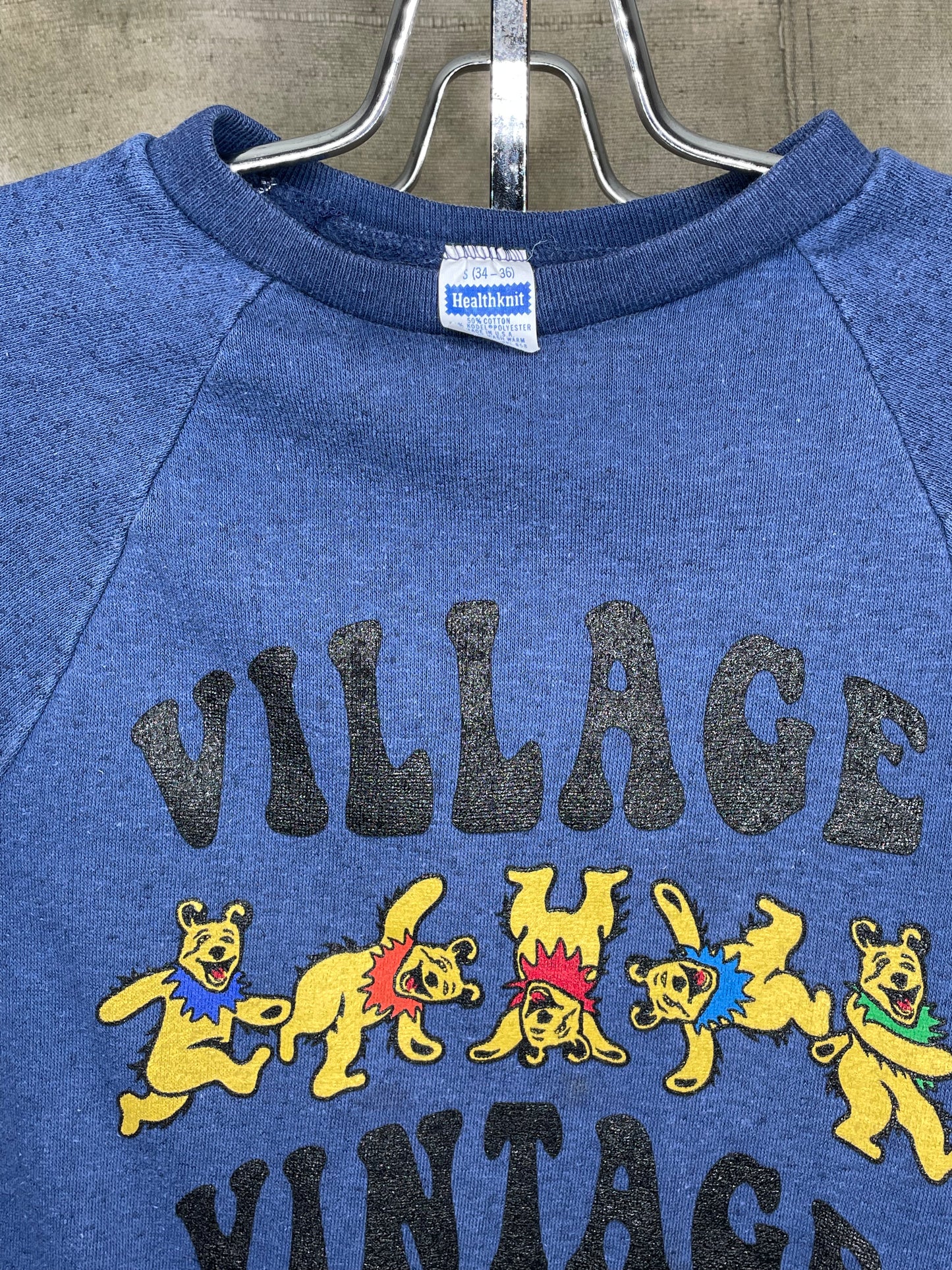 Village Vintage Frolicking Bear Logo on Hand Sourced Vintage Sweatshirt Blank XS
