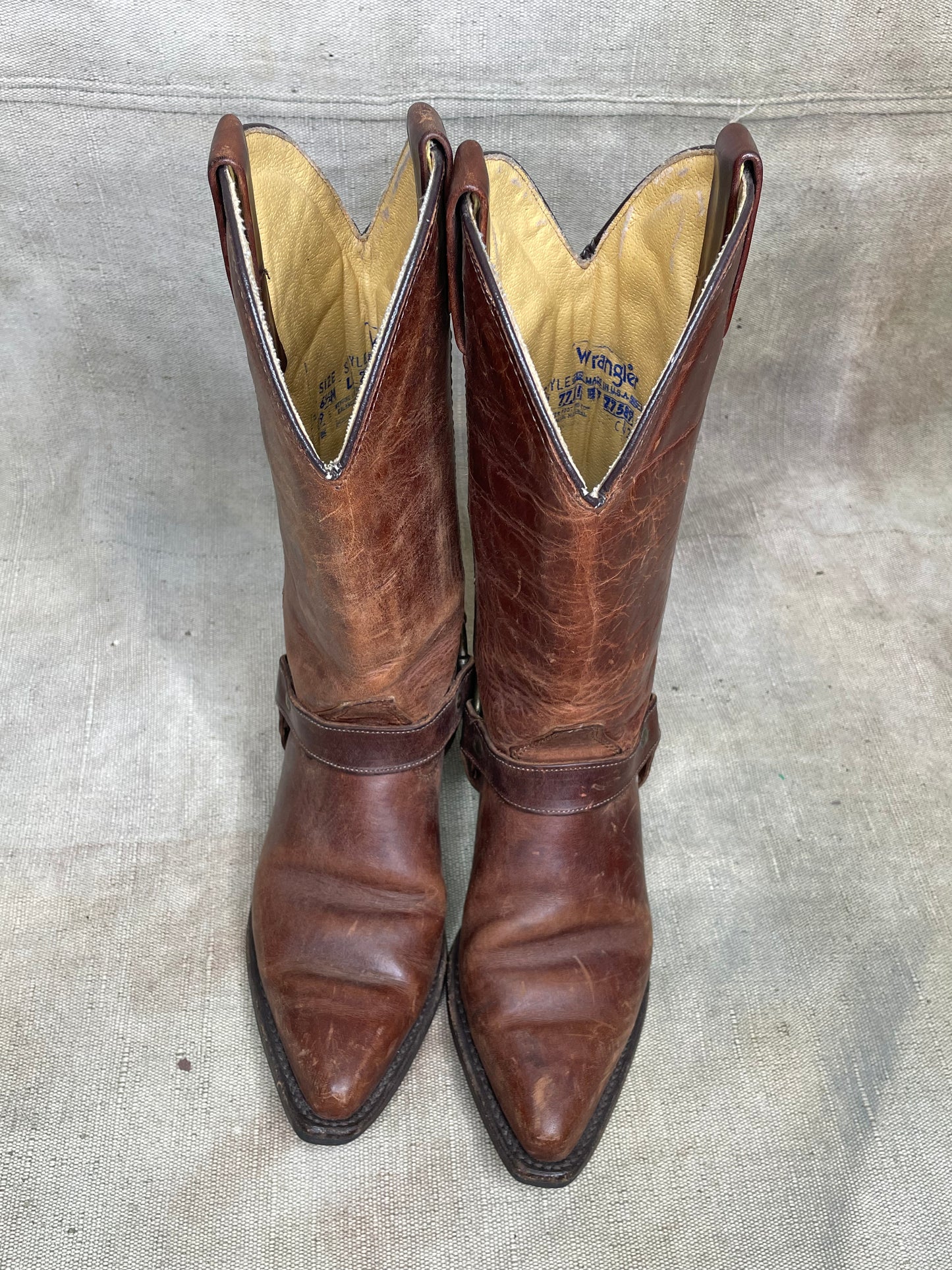 Vintage 6 1/2 M Women’s Wrangler Leather Harness Cowboy Boots