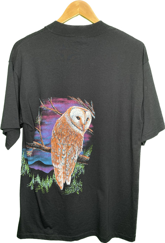 Vintage M/L Owl Moon Black Shirt