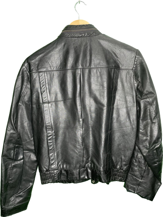 Vintage L Mr. Rags Black Leather Motorcycle Jacket