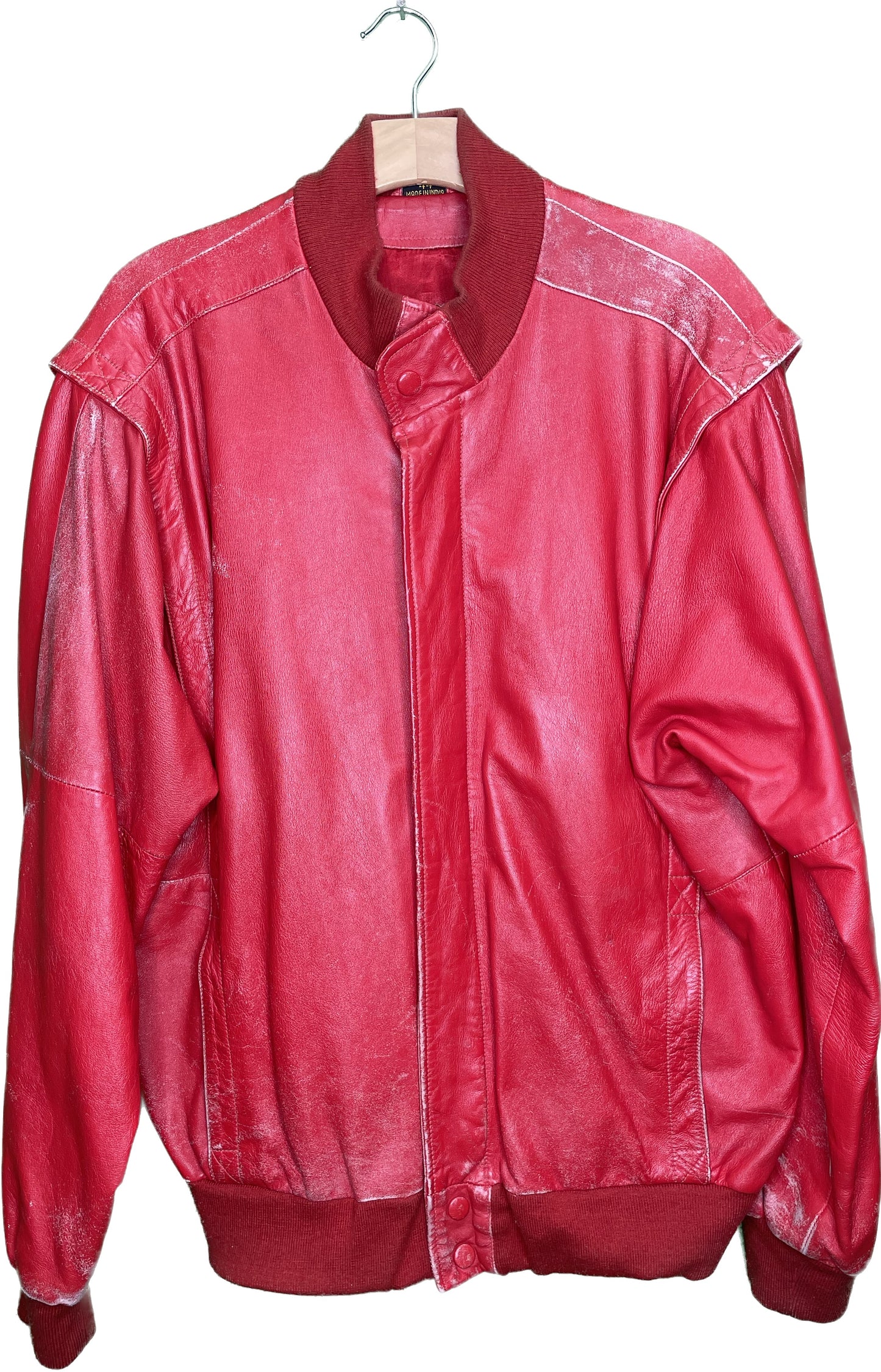 Vintage XL Red Leather Bomber Jacket