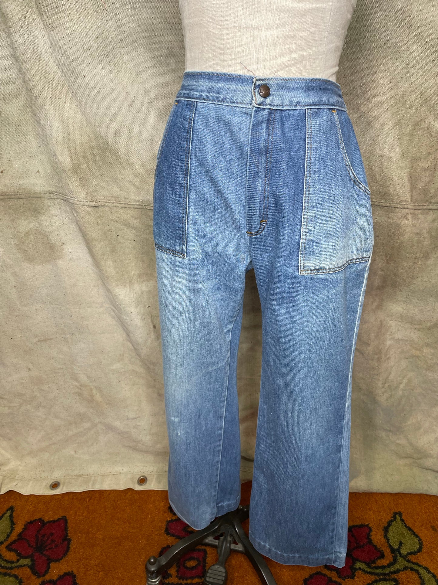 Vintage Denim Great Wash Elastic High Waisted Mom Jeans W28-30”