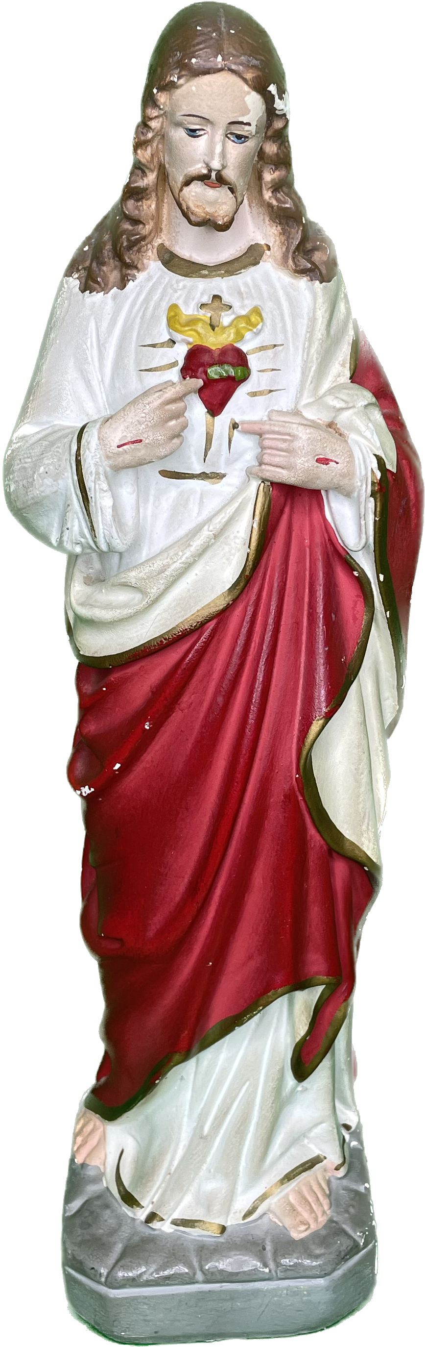 Vintage 13” Jesus Chalkware Religious Statue 50s