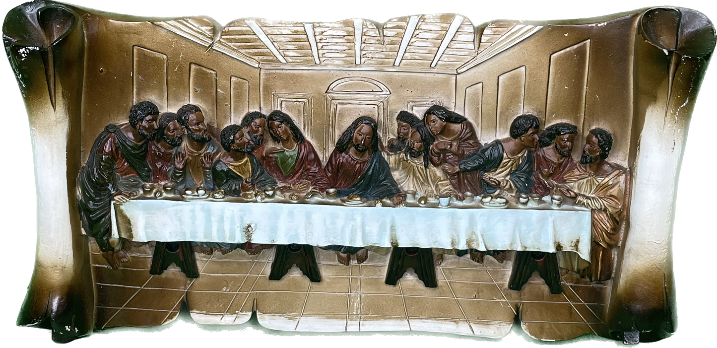Vintage 9.5” Last Supper Ceramic Plaque Religious