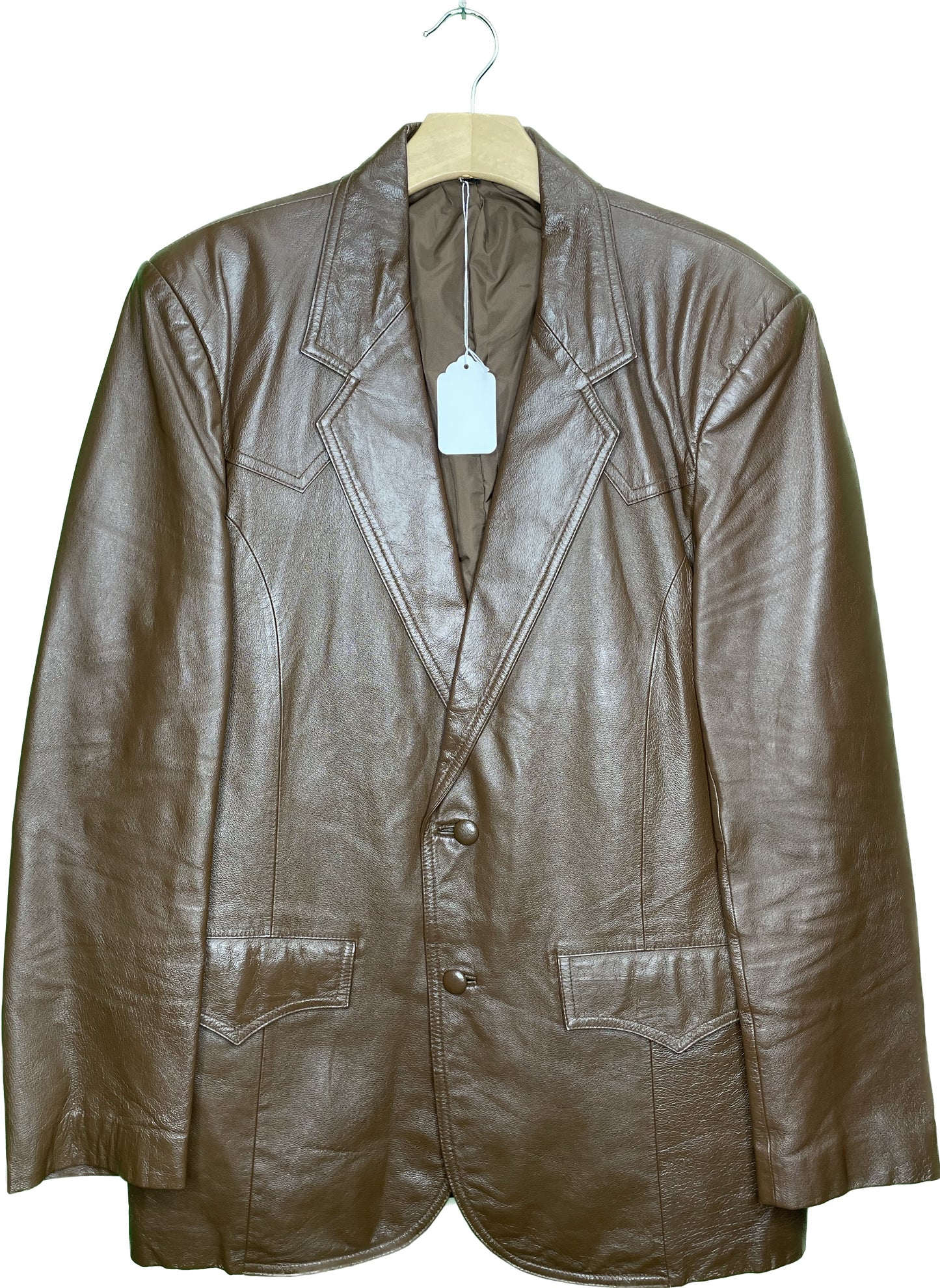 Vintage L/XL Brown Genuine Leather Western Blazer