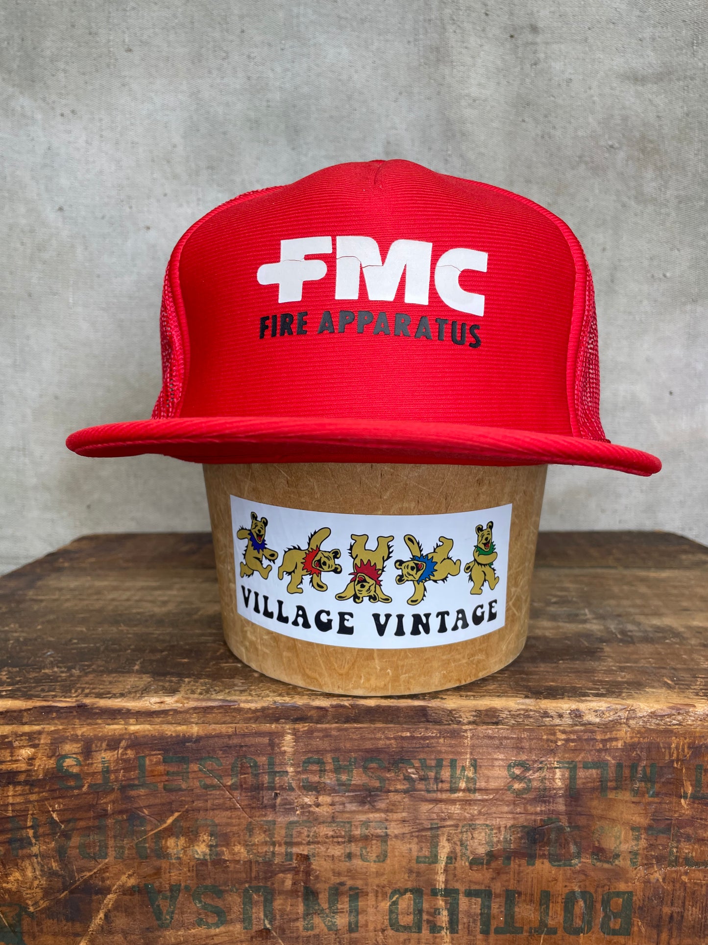Vintage FMC Fire Apparatus Firefighting Trucker Hat SnapBack