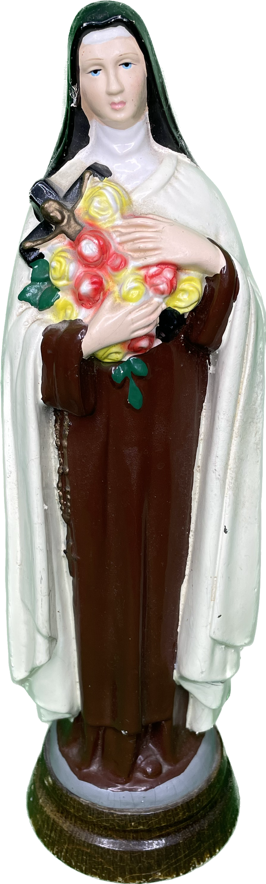 Vintage 10” ST THERESE OF LISIEUX Carved Wood Religious Statue Italy