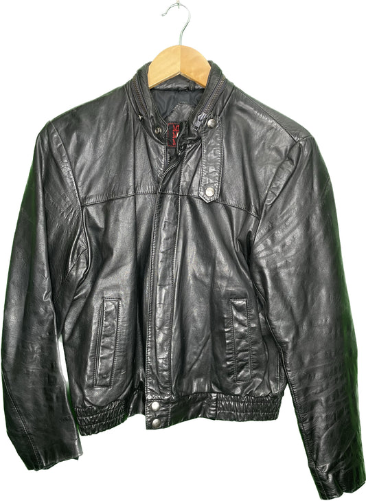 Vintage L Mr. Rags Black Leather Motorcycle Jacket