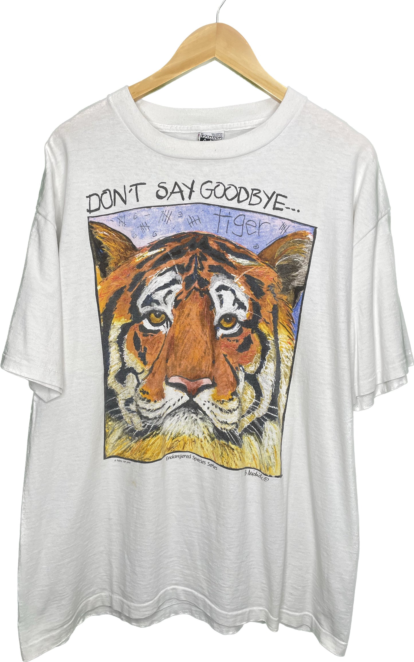 Vintage XL Tiger Don't Say Goodbye Endangered Species Shirt