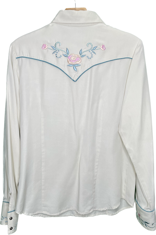 Vintage M Gals Embroidered Pearl Snap Western Shirt