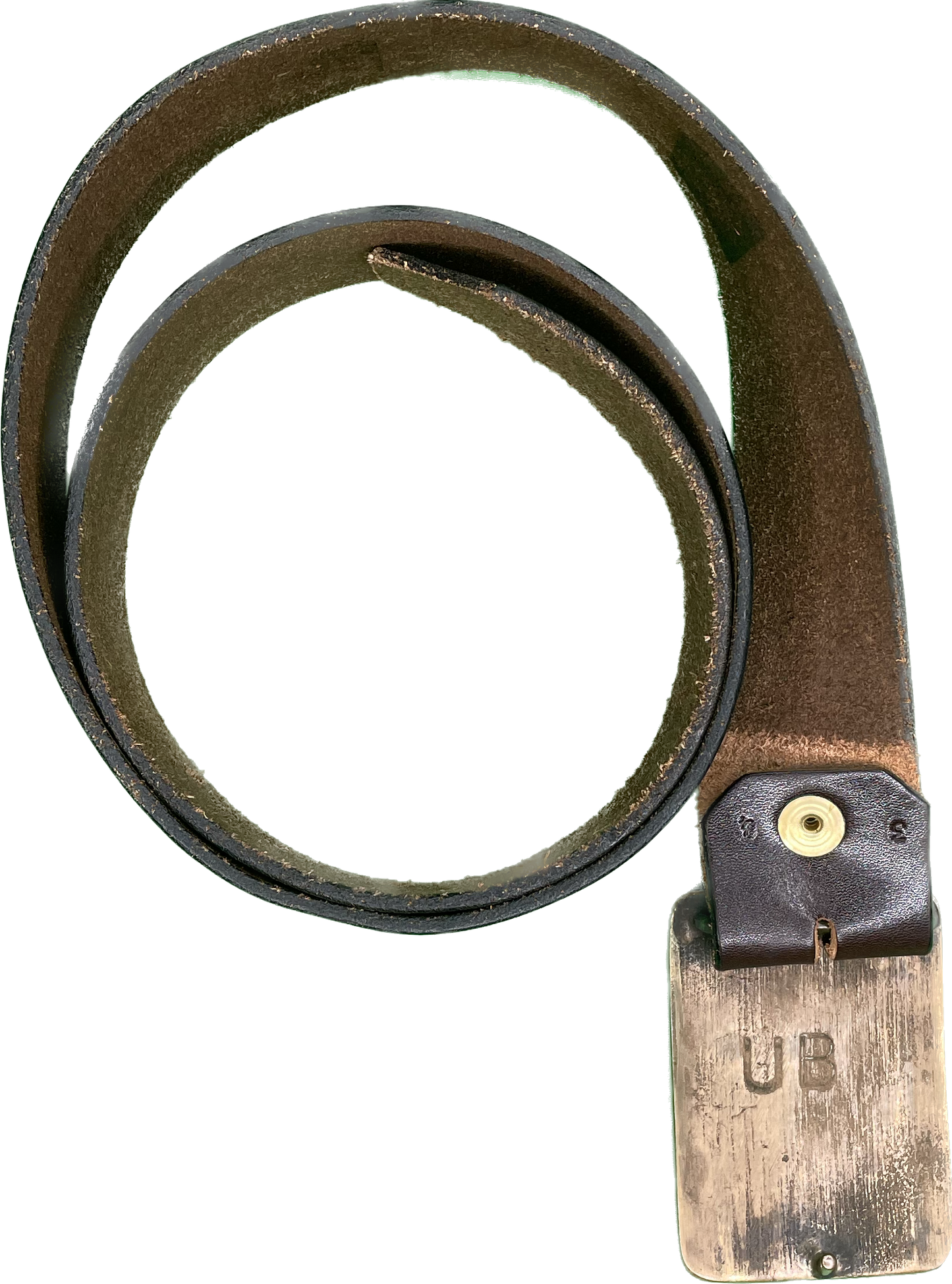 Vintage W34” BMW Brass Belt Buckle w/ Leather Belt