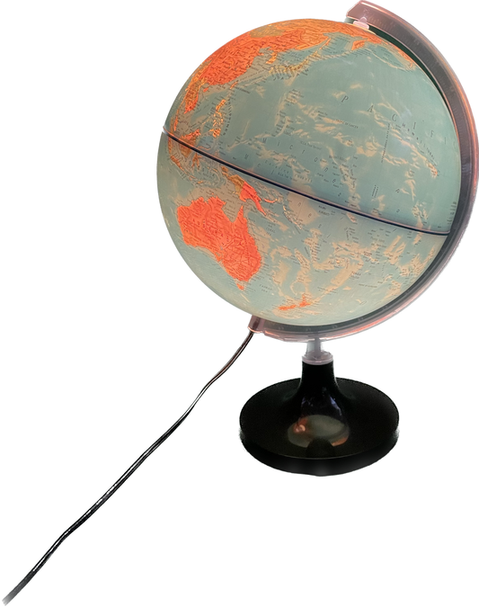 60s 70s Rand McNally 12” Light Up Plastic Globe
