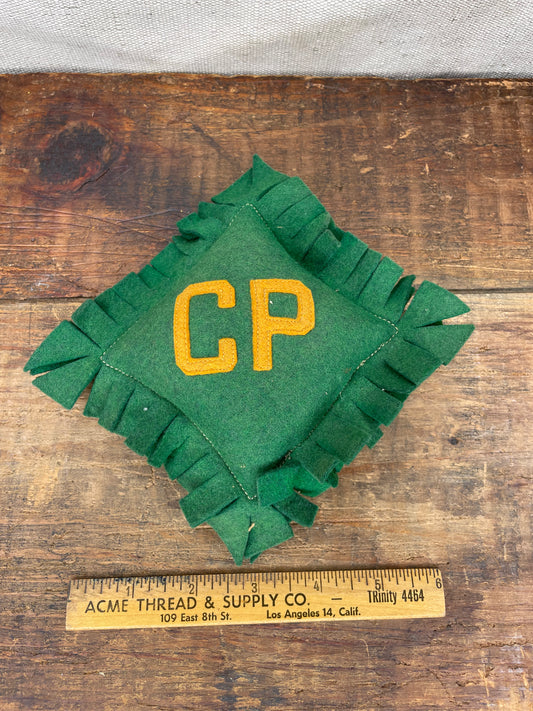 Vintage 50s Cal Poly University Handmade Small Felt Pillow