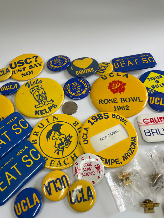 Vintage 60s to 80s UCLA Rosebowl Button Pins Enamel Football Lot 33