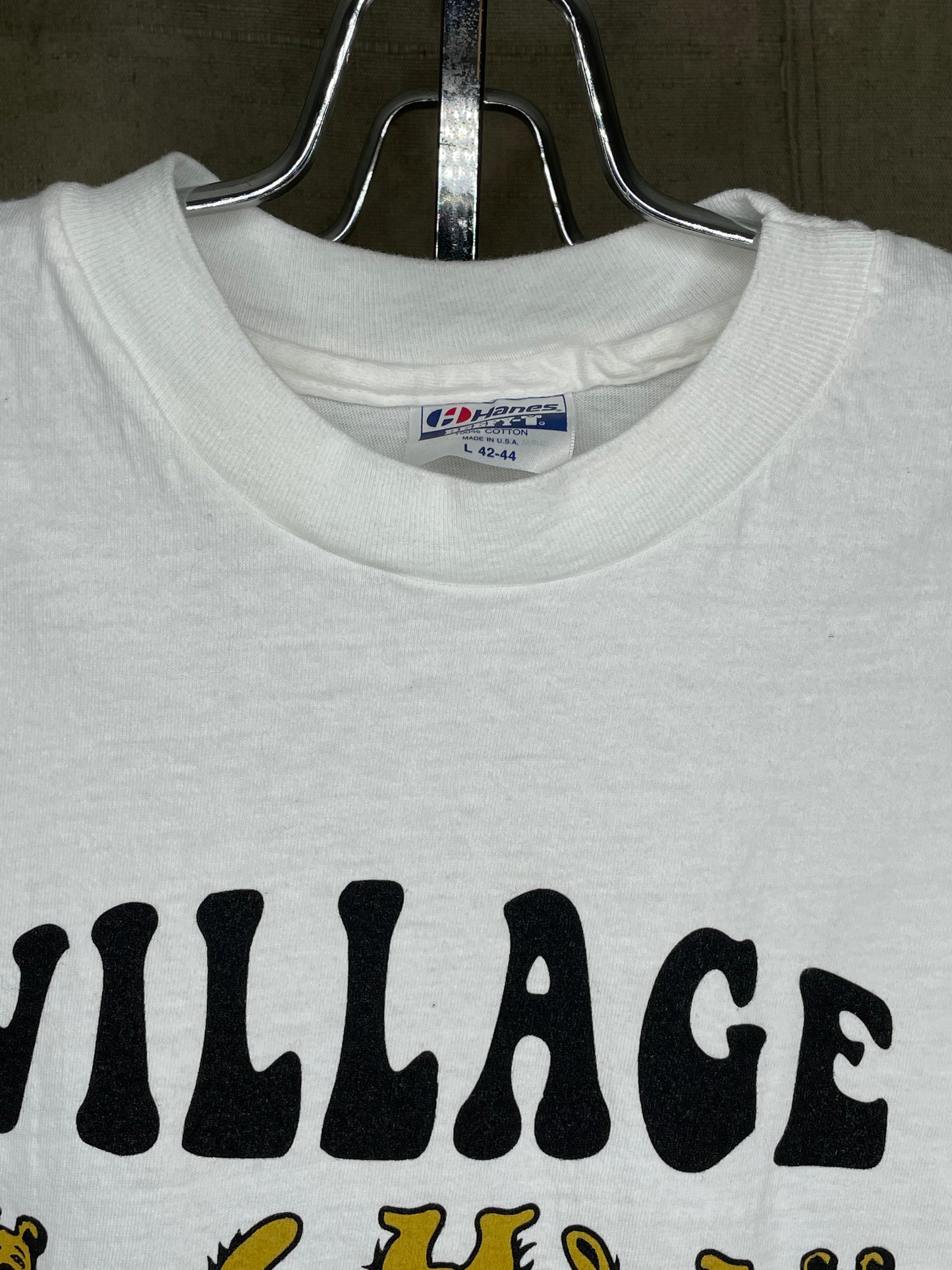 Village Vintage Frolicking Bear Logo on Hand Sourced Vintage Blank Shirt M