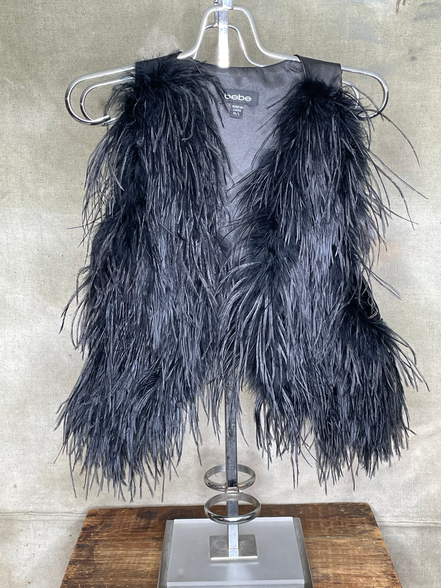 Vintage Y2K Ostrich Feather Party Vest  S