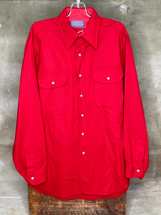Vintage L Red Pendleton Wool Button Up Flannel