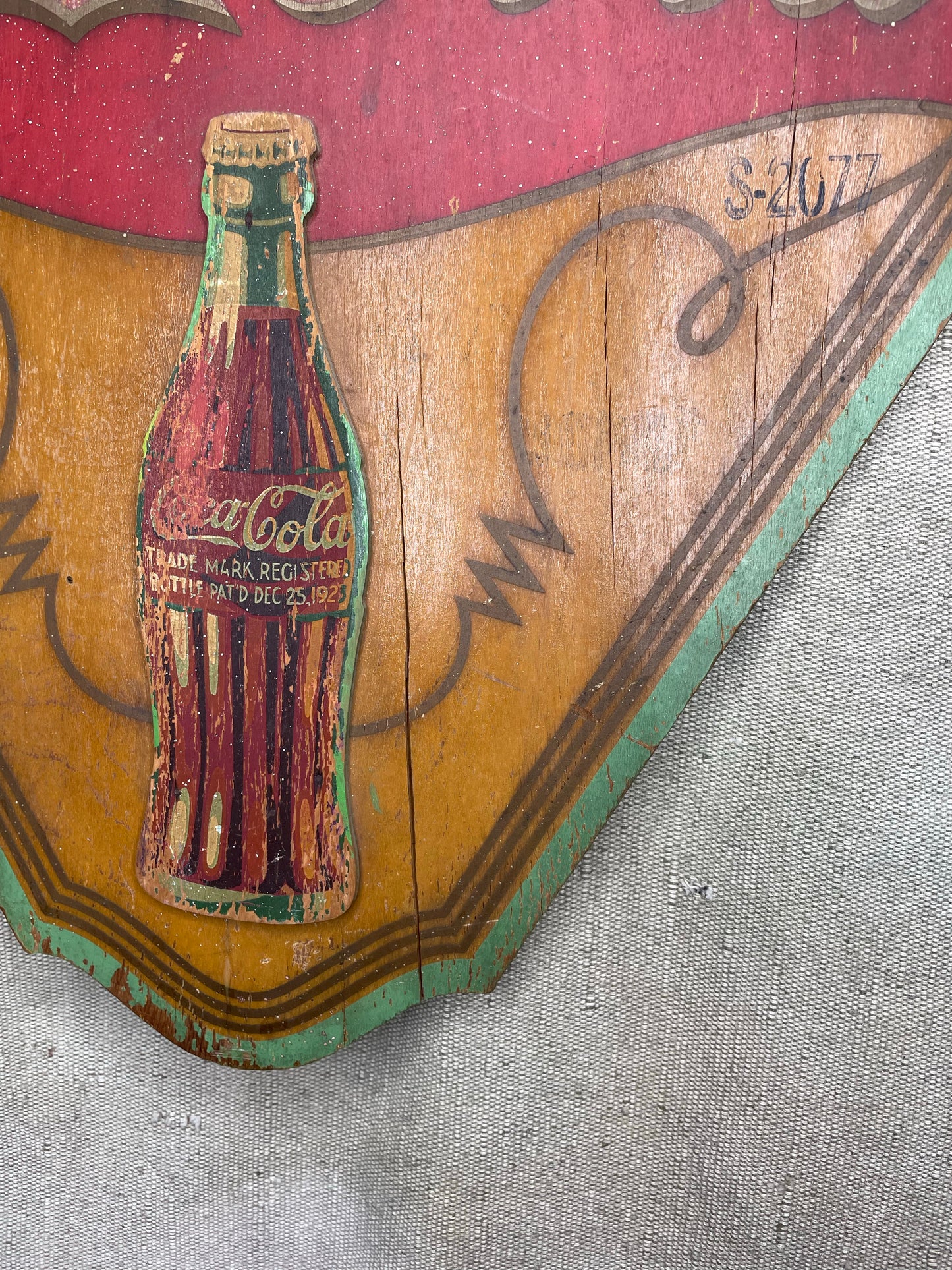 Vintage Wood Coca Cola Kay Displays Christmas Bottle Sign