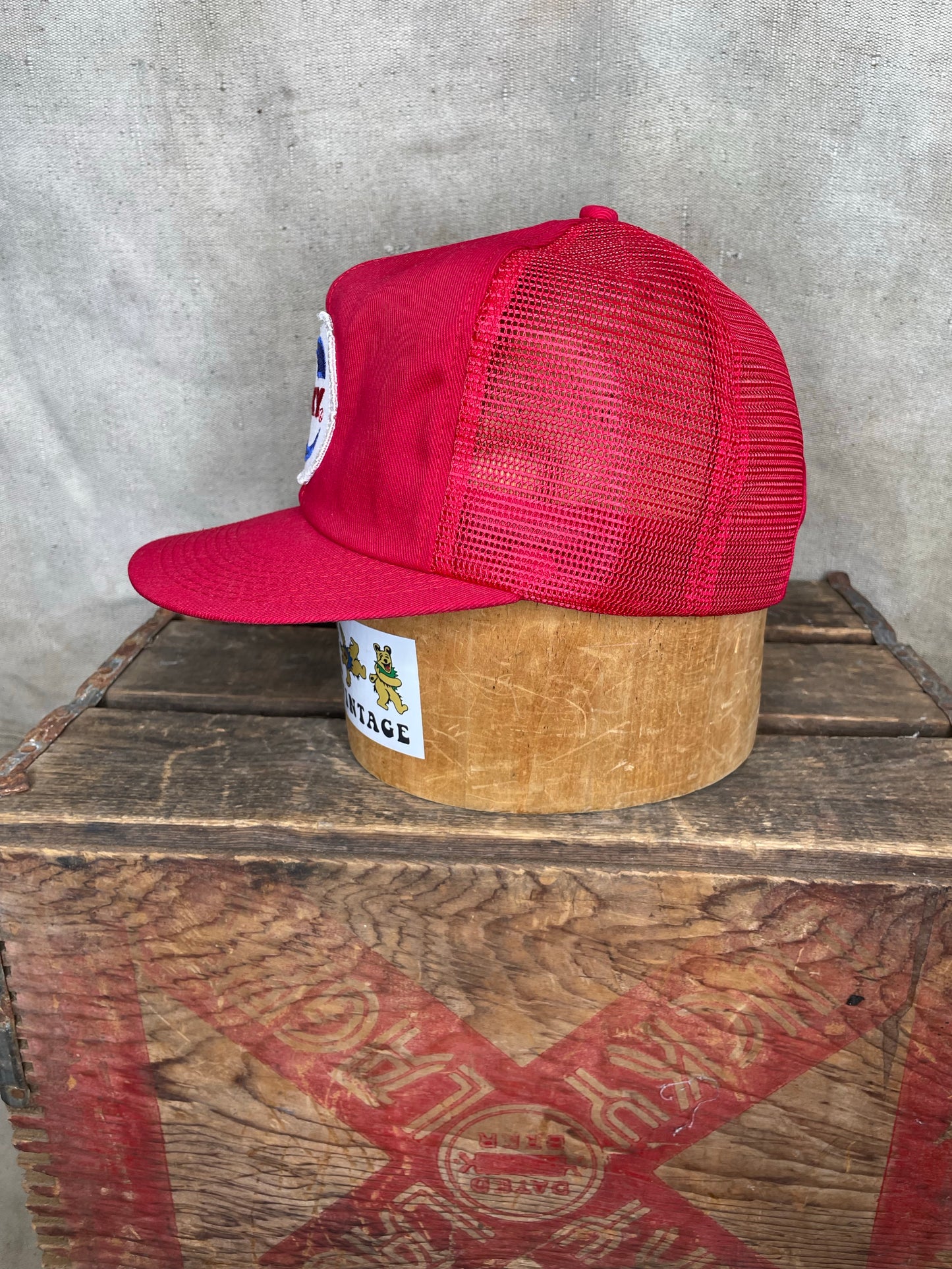 Vintage 80s Red Mesh Farming OXY K Brand Snapback Hat