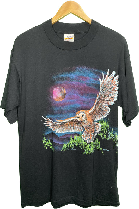 Vintage M/L Owl Moon Black Shirt