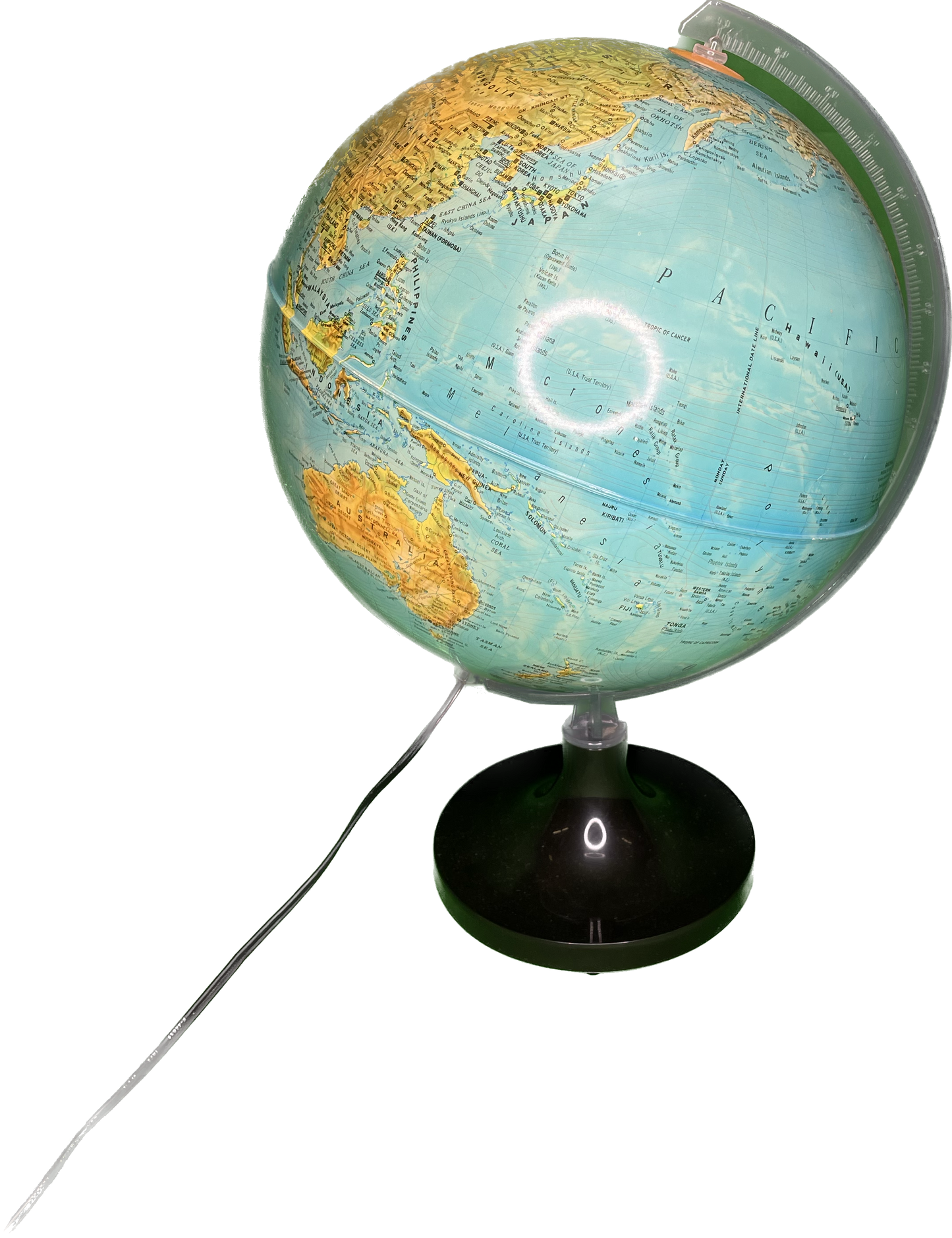 60s 70s Rand McNally 12” Light Up Plastic Globe