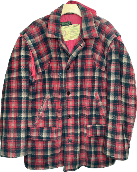 Vintage L/XL 40s 50s Abercrombie Fitch Wool Plaid Hunting Jacket W/ Hood