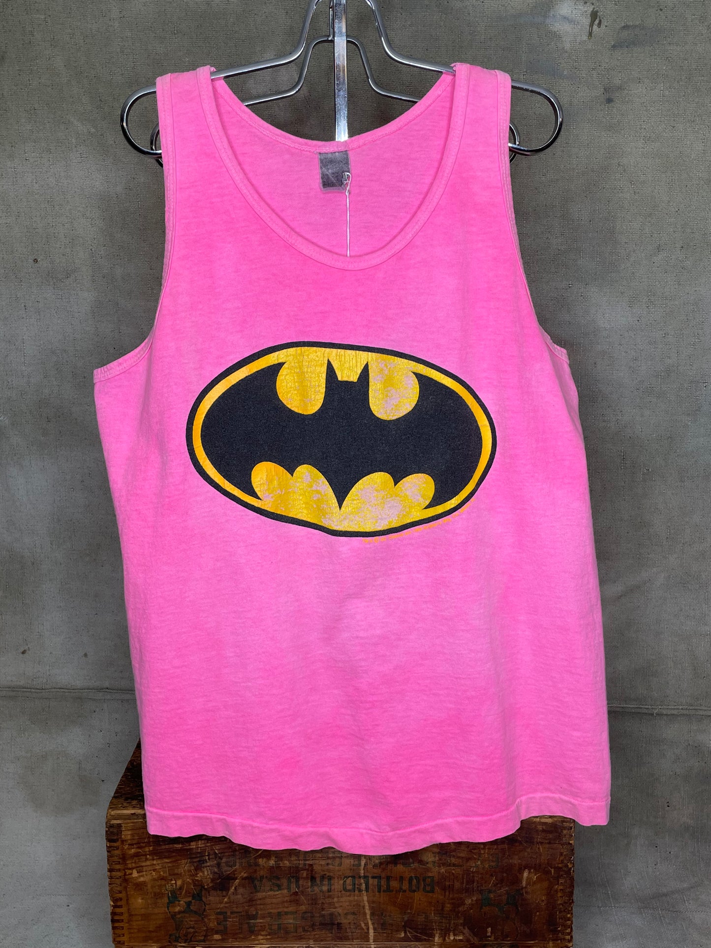 Vintage M/L Batman Logo 80s Pink Tank Top Shirt
