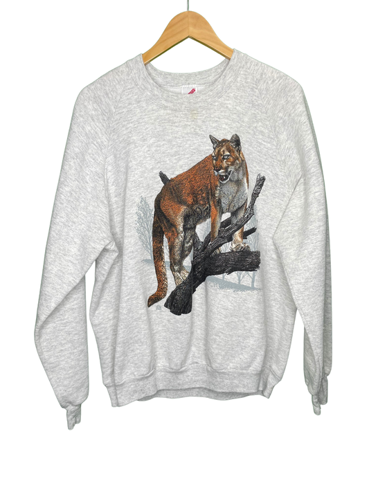 Vintage XL Cougar Big Cat Wildlife Outdoor Crewneck Sweatshirt