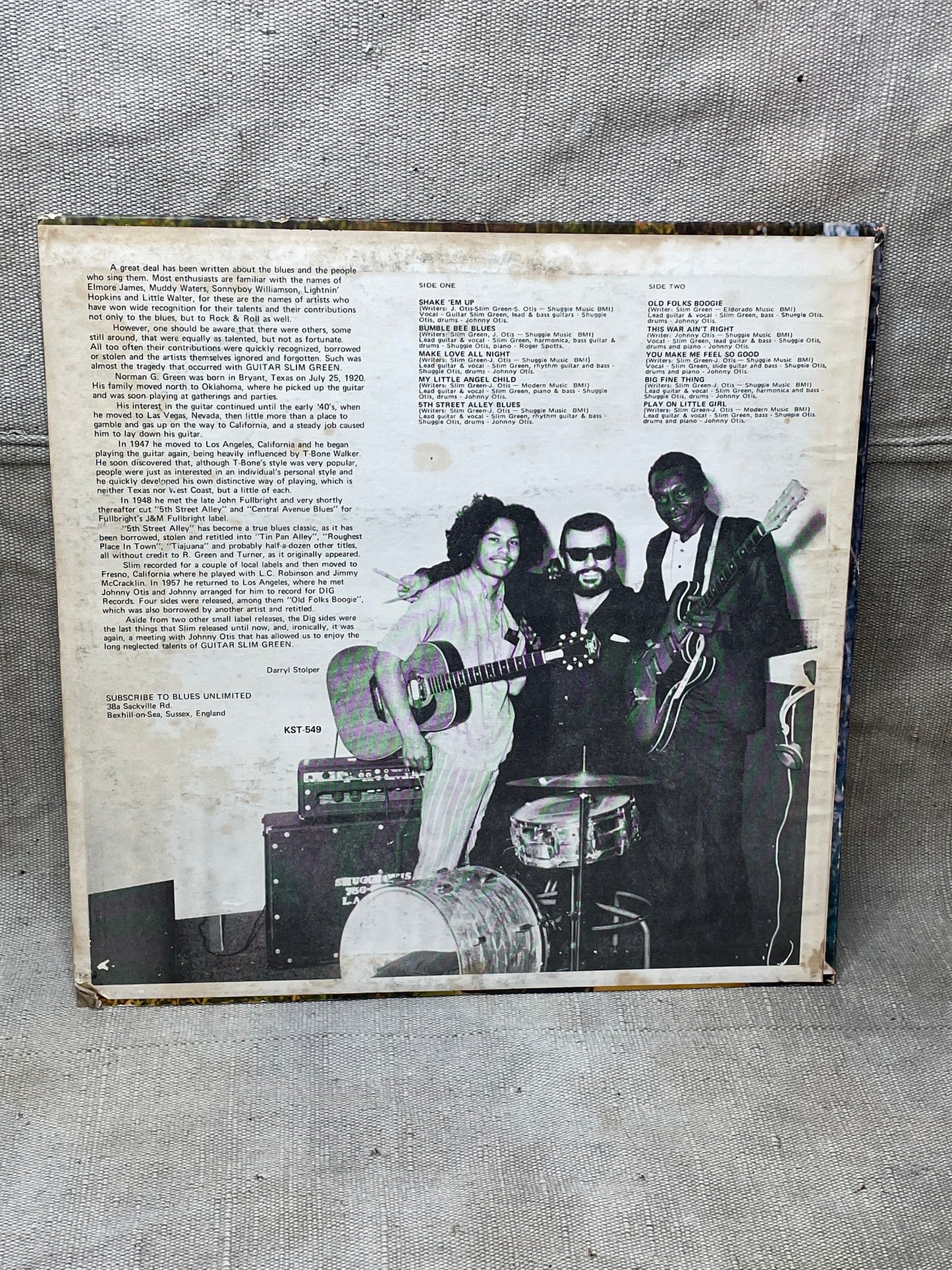 Vintage G G- Guitar Slim Green’s Stone Down Blues LP Record LP