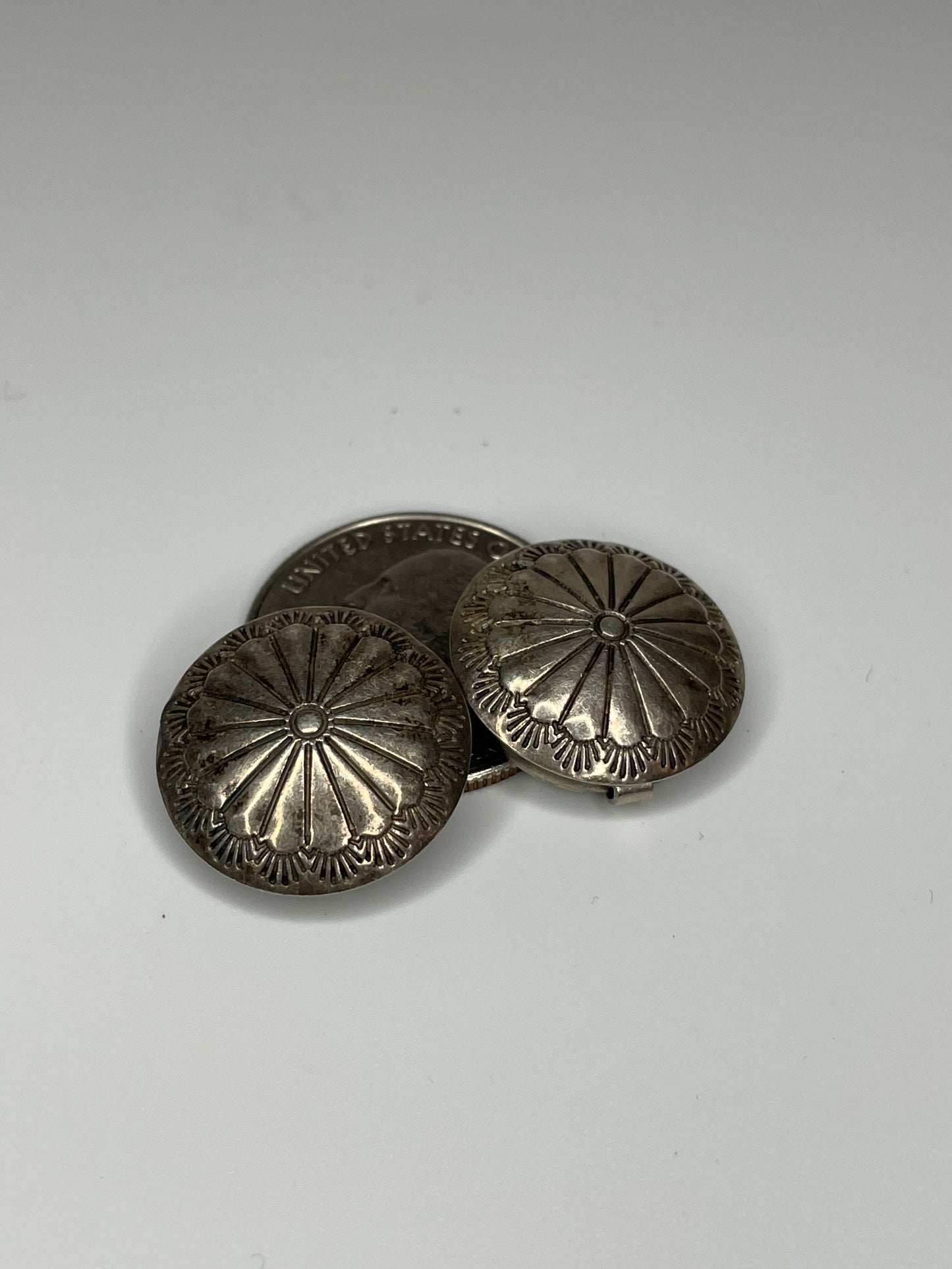 Vintage Native Sterling Silver Button Covers