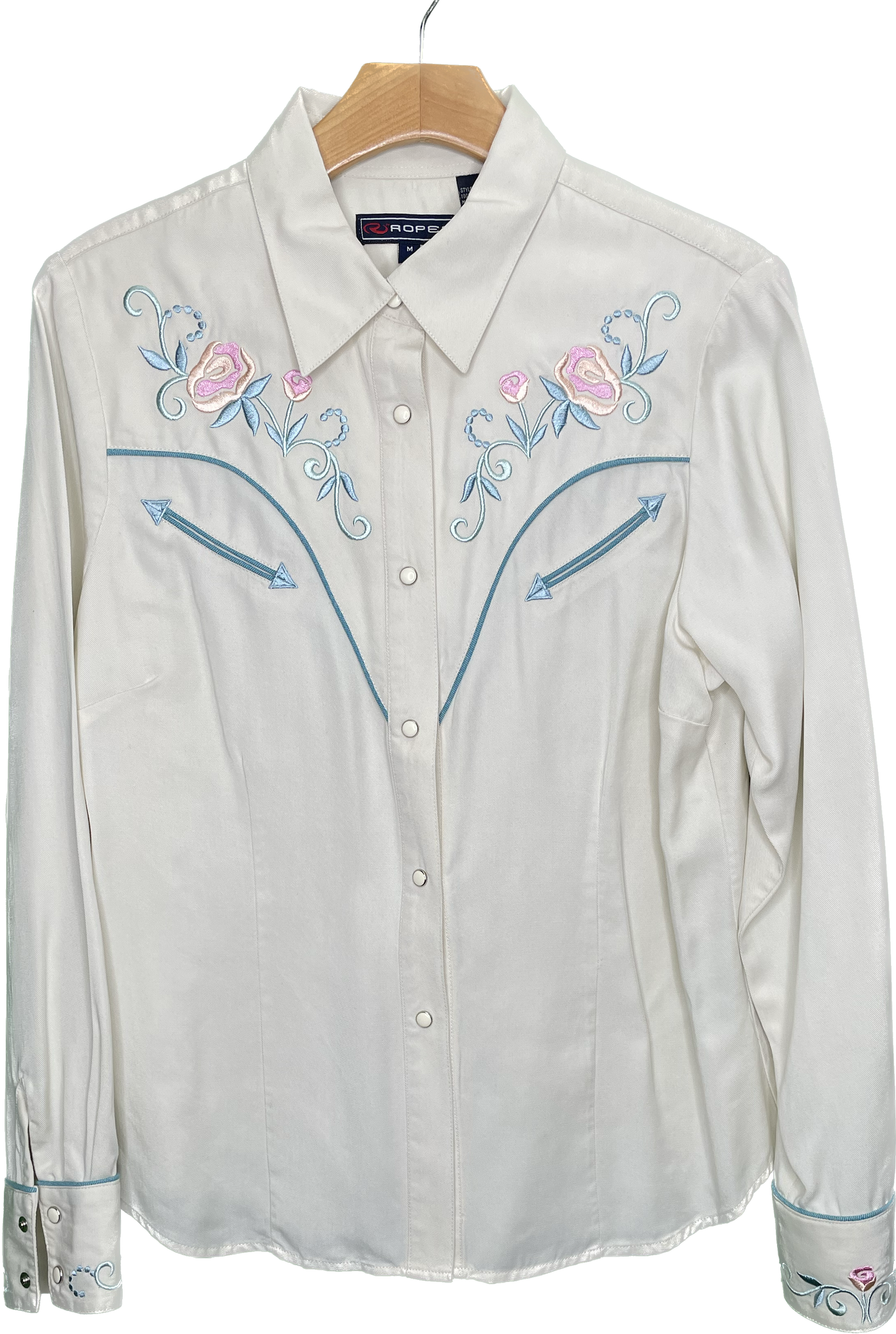 Vintage M Gals Embroidered Pearl Snap Western Shirt