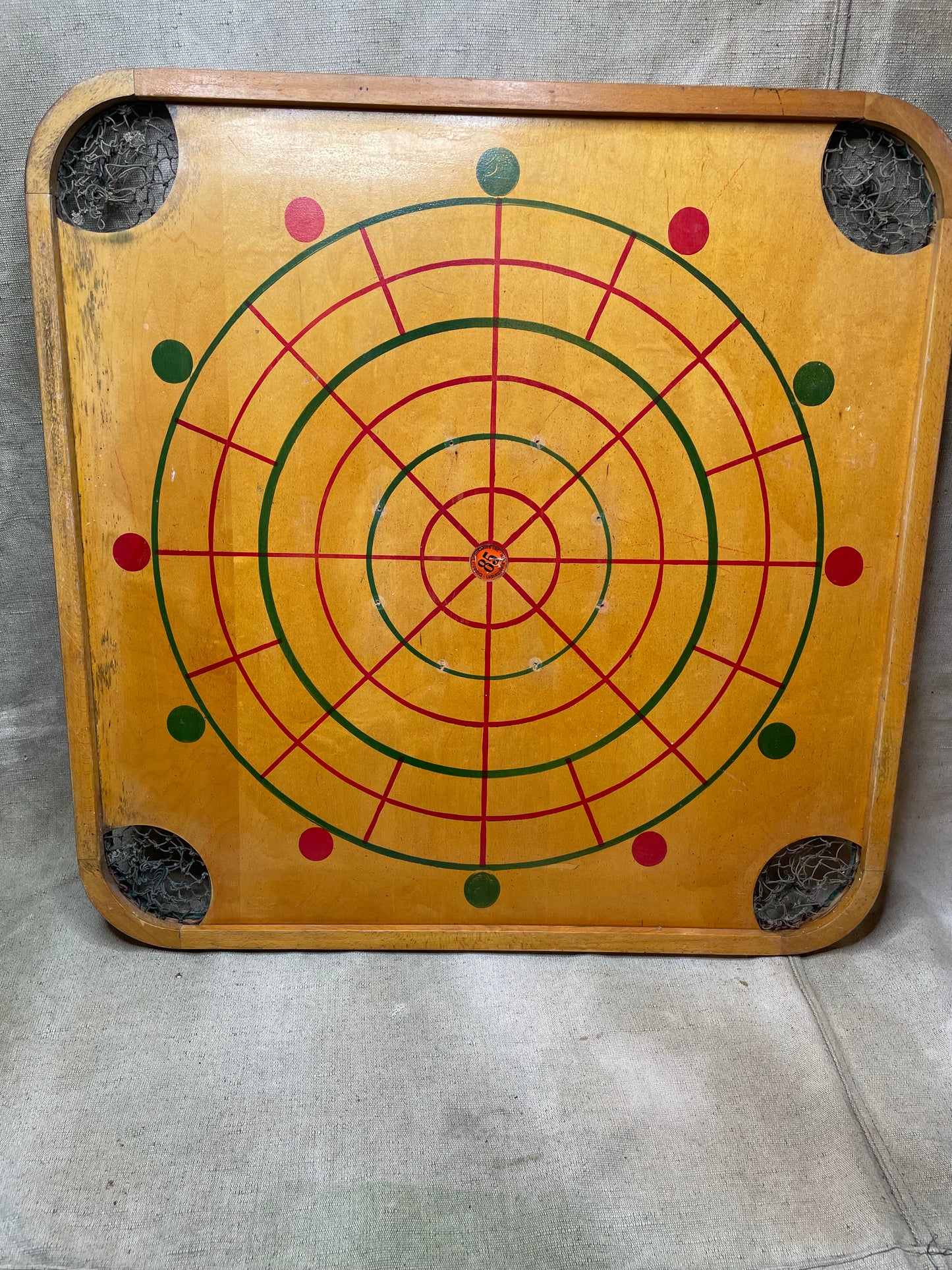 Vintage 50s Wood Carrom Board Wall Hanging Decor