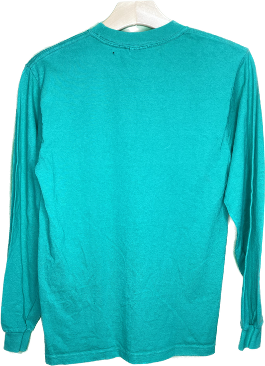 Vintage XS/S Recycle Reduce Rewear Village Vintage Merch Green Long Sleeve T-Shirt