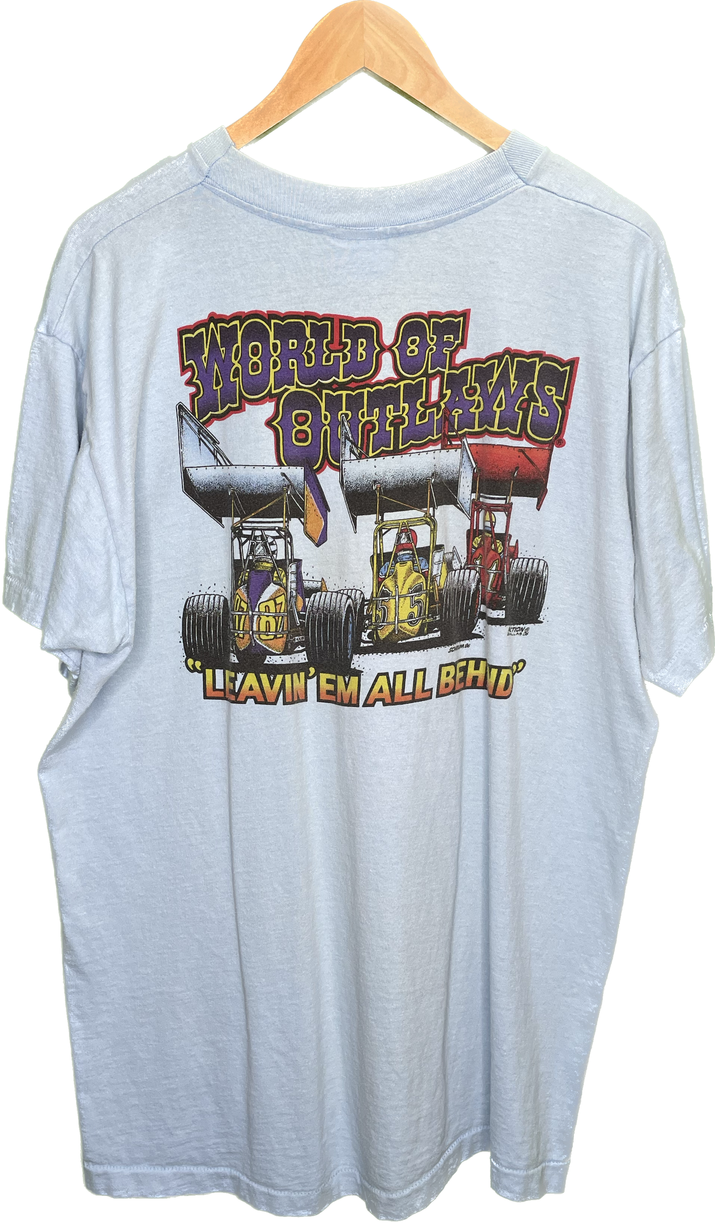 Vintage XL 80s World Of Outlaws Dirt Track Racing T-Shirt