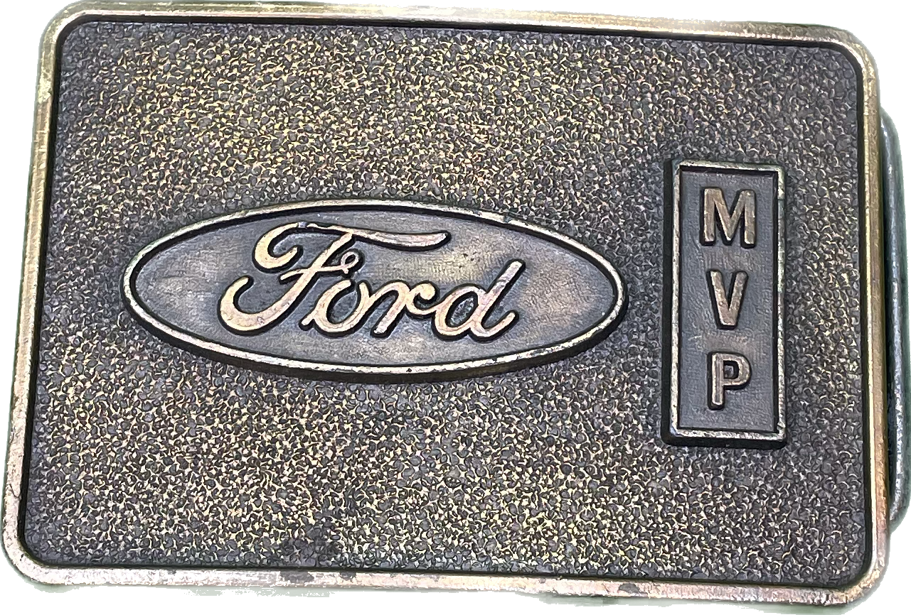 Vintage Ford MVP Brass Belt Buckle