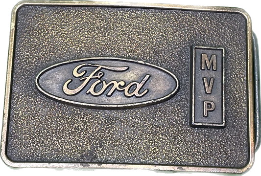 Vintage Ford MVP Brass Belt Buckle