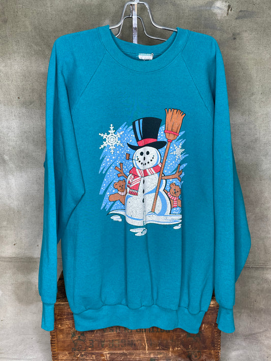 Vintage L/XL Snowman Christmas Winter Crewneck Sweatshirt