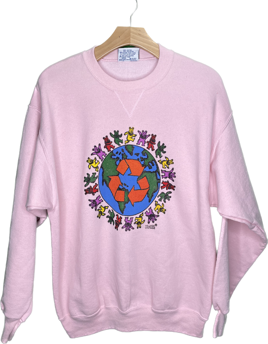 Vintage M/L Recycle Reduce Rewear Village Vintage Merch Pink Crewneck Sweatshirt