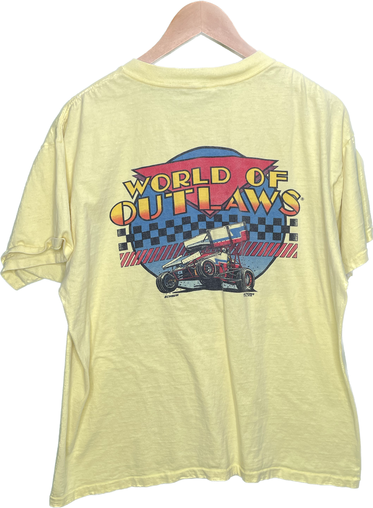 Vintage L/XL 80s World Of Outlaws Dirt Track Big Dogs Racing T-Shirt