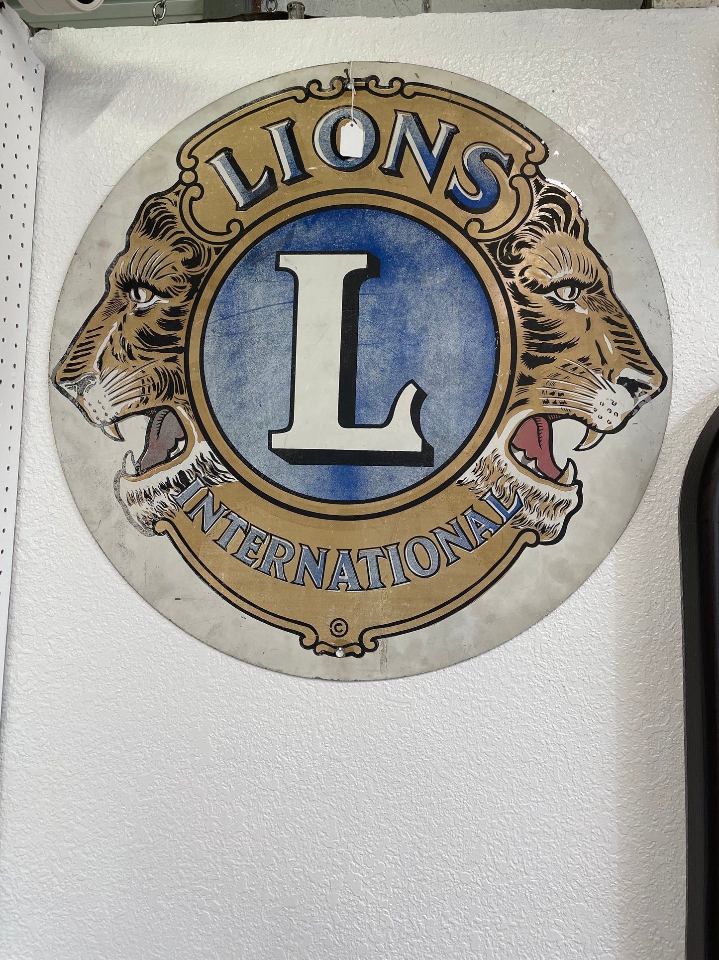 Vintage Lions Club Double Sided Sign Metal 60s 70s